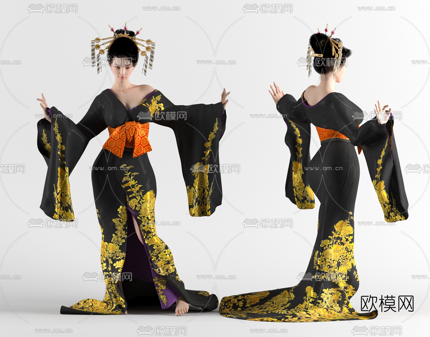 新中式汉服女性人物3d模型
