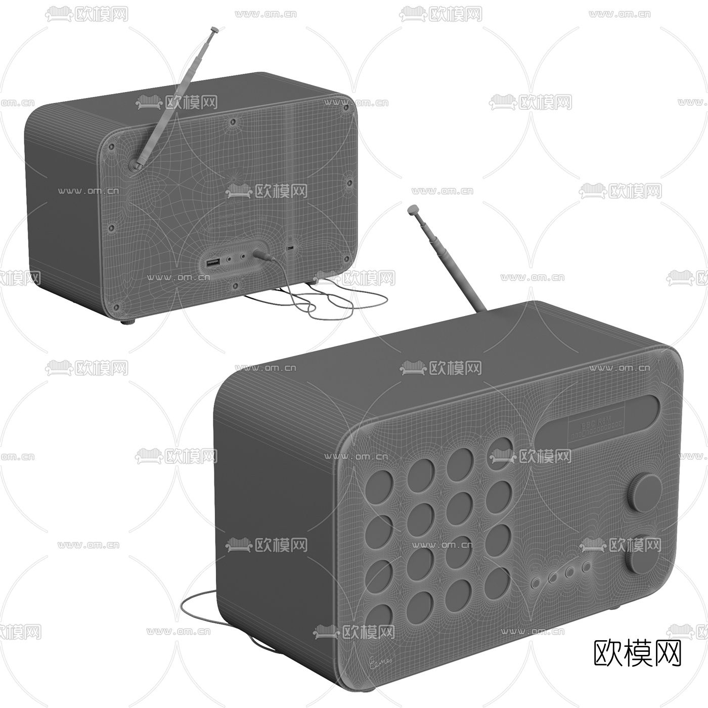 现代木质收音机3d模型