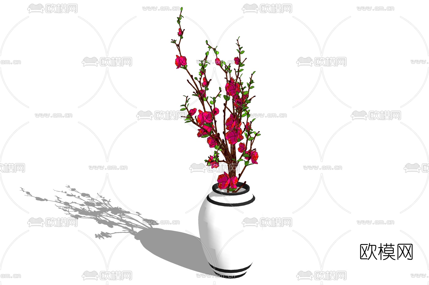 现代花瓶花卉免费su模型下载