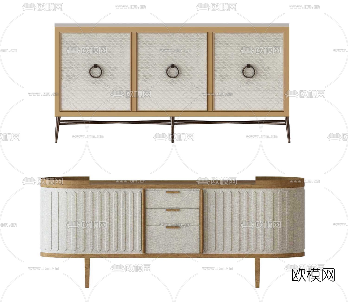 简欧电视柜3d模型下载