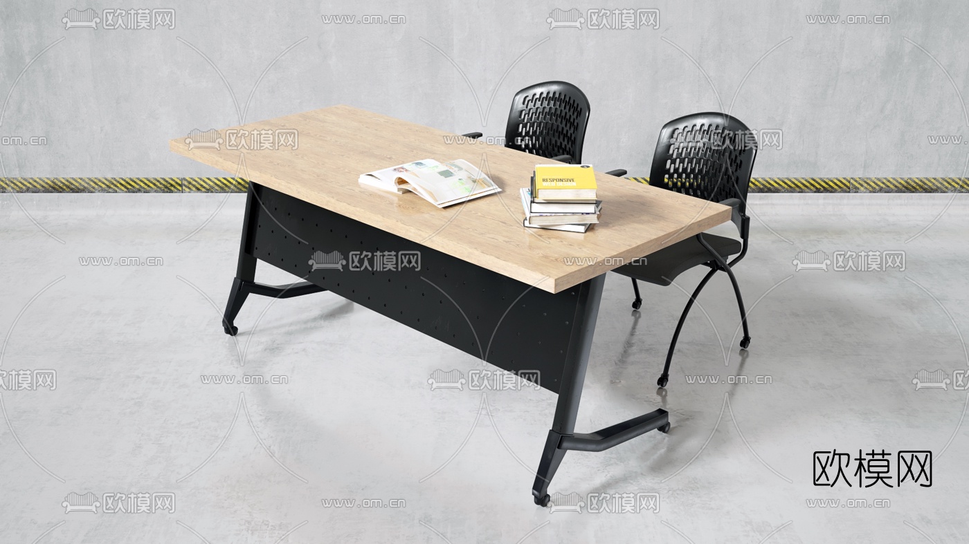 现代教室书桌椅3d模型
