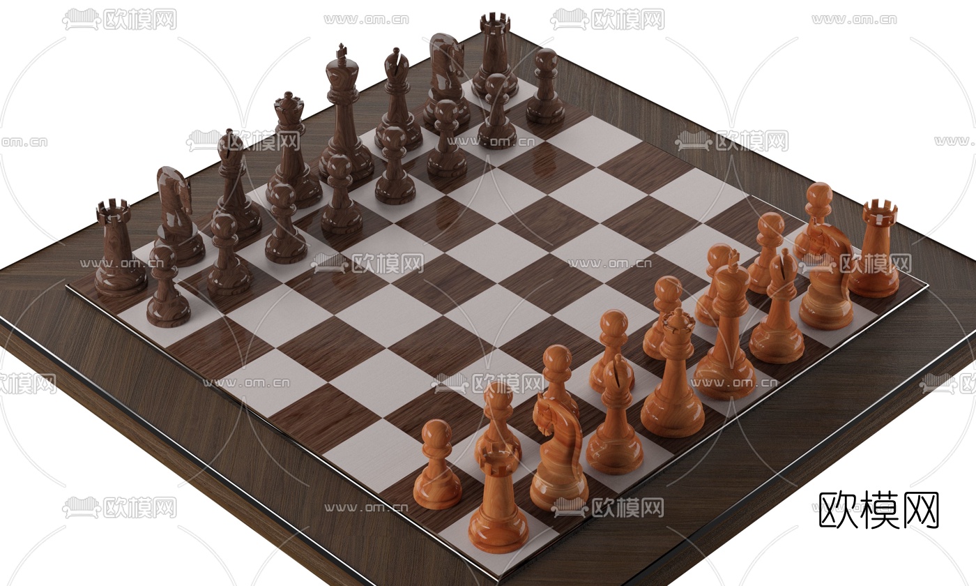 现代国际象棋免费3d模型下载（渲染图3）
