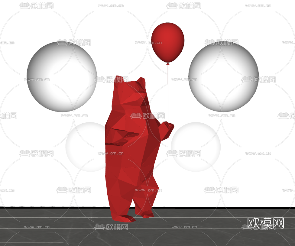 现代几何熊雕塑su模型下载（渲染图2）