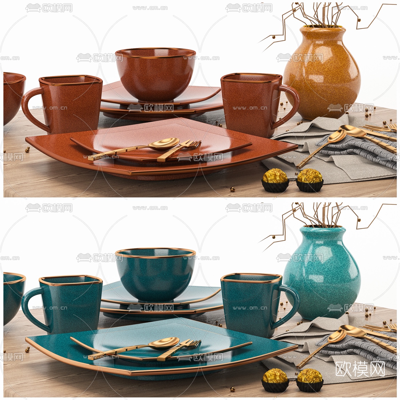 北欧碗刀叉餐具3d模型下载（渲染图2）