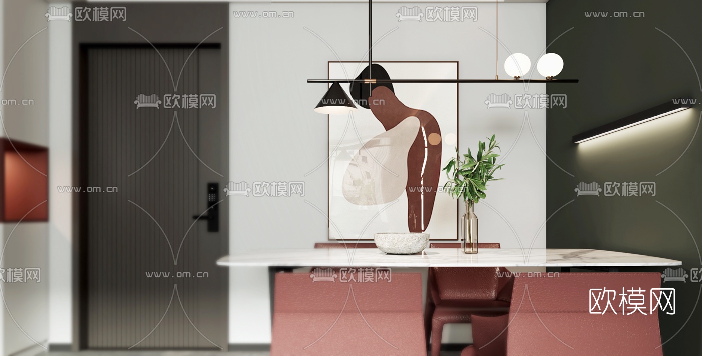 北欧简约客厅餐厅3d模型