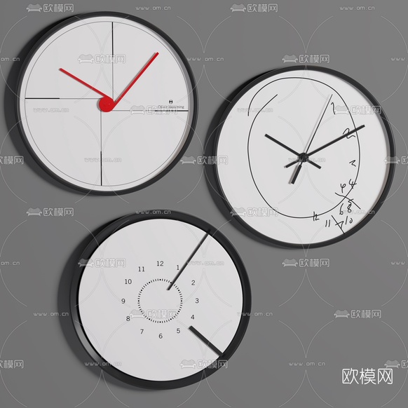 现代简易挂钟3d模型下载(渲染图1)