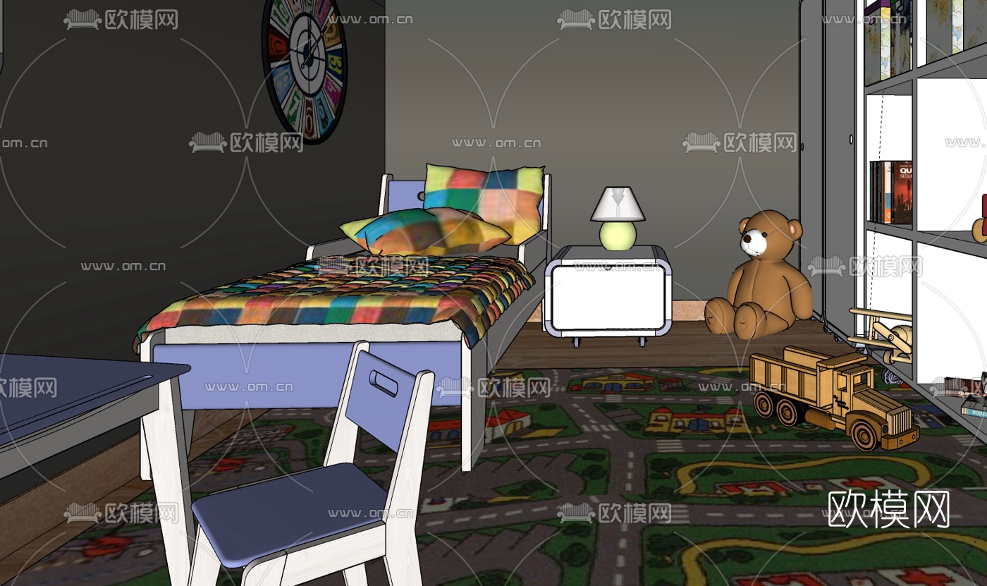 现代儿童房免费su模型下载