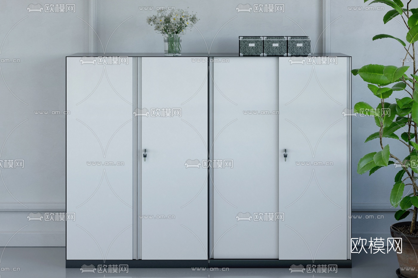现代资料柜文件柜3d模型下载（渲染图4）