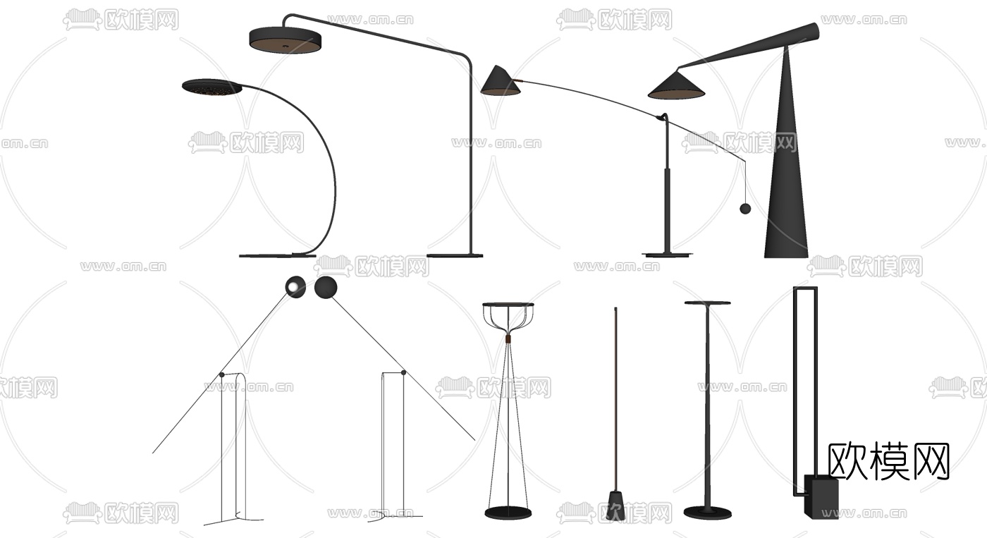 现代轻奢落地灯su模型下载