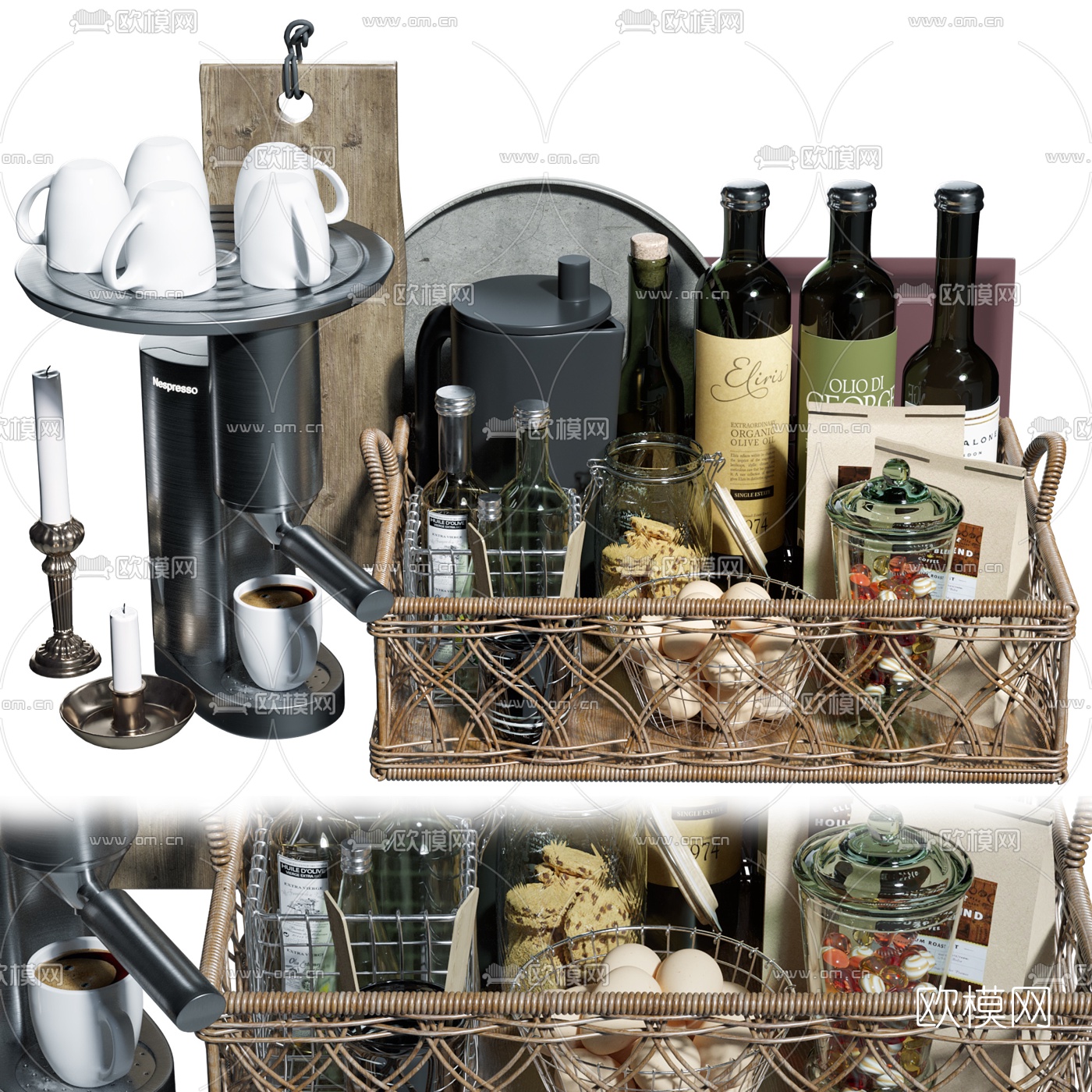 北欧食物酒水烛台3d模型下载（渲染图1）