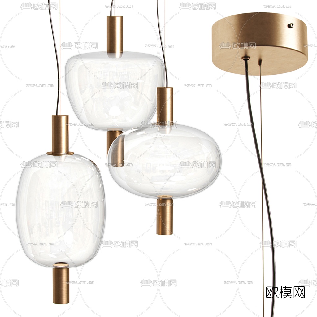现代蜜罐型玫瑰金吊灯3d模型