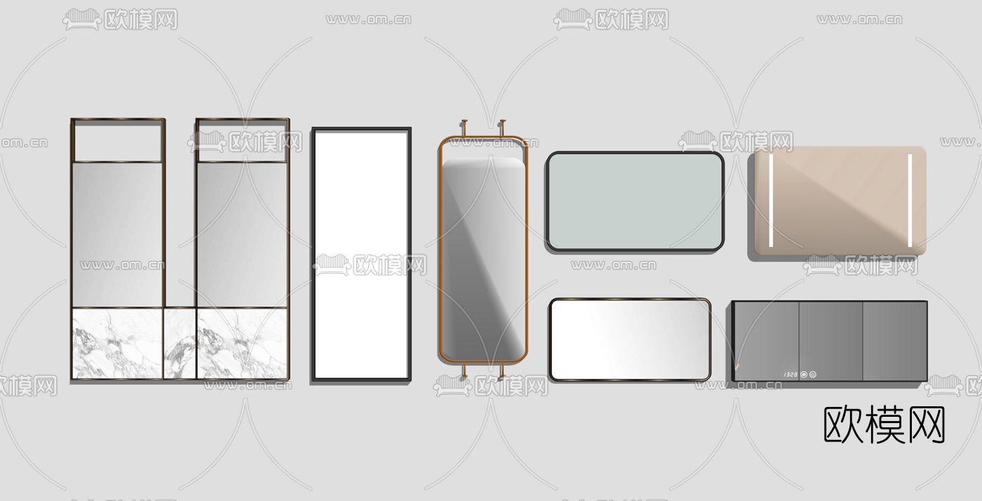 现代卫生间镜子梳妆镜su模型下载