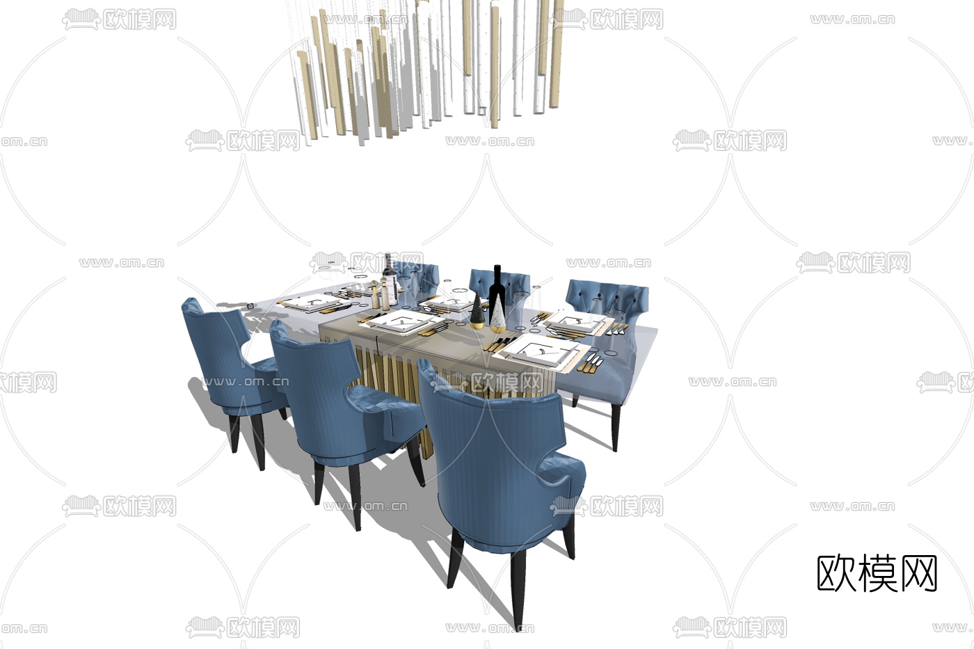 欧式餐桌椅免费su模型下载