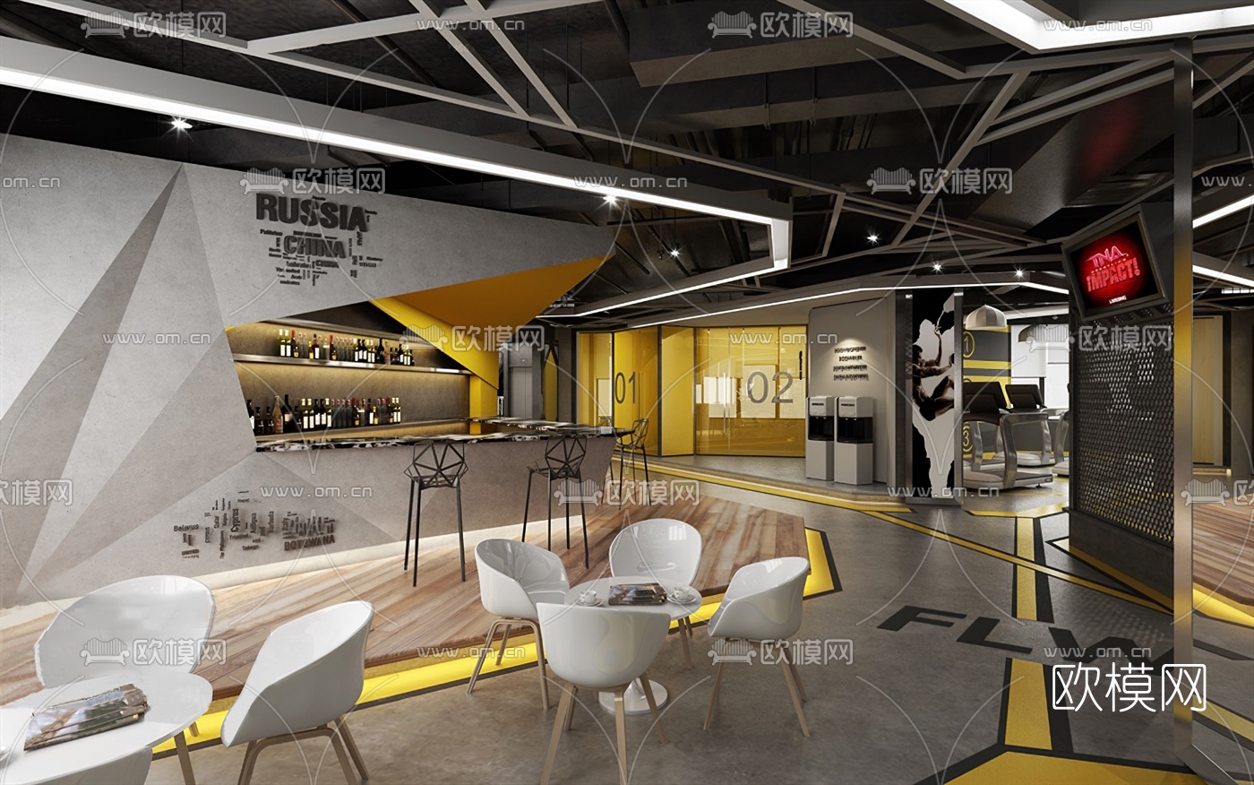 工业风健身房3d模型下载（渲染图3）