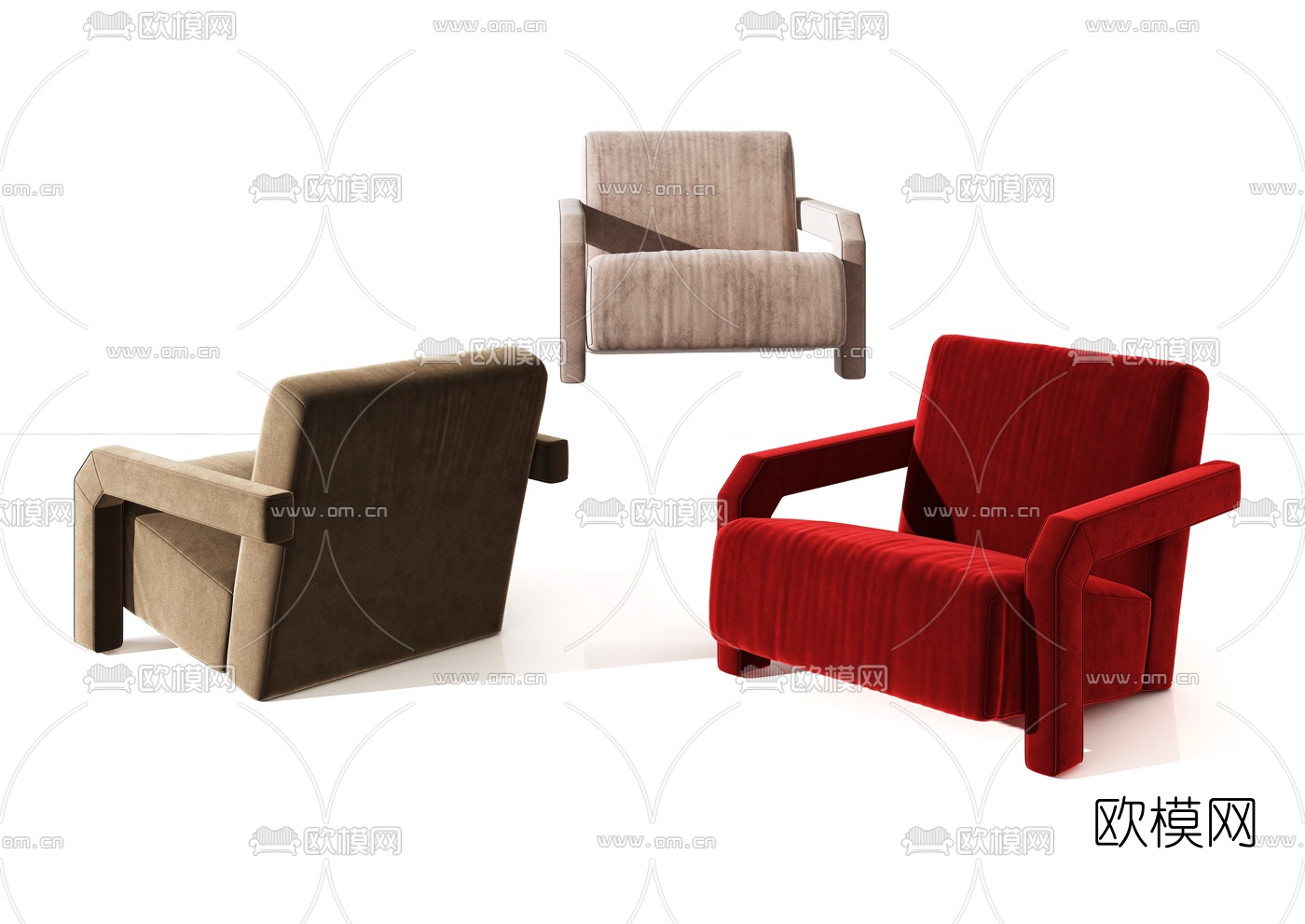 现代布艺休闲沙发3d模型下载