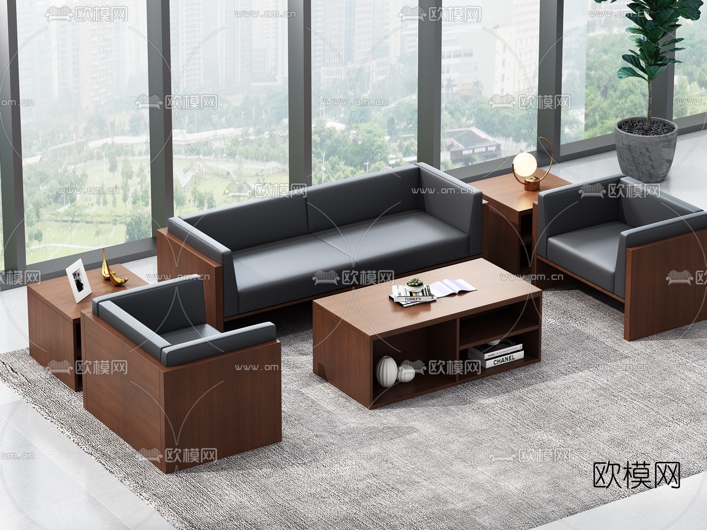 现代办公沙发茶几3d模型