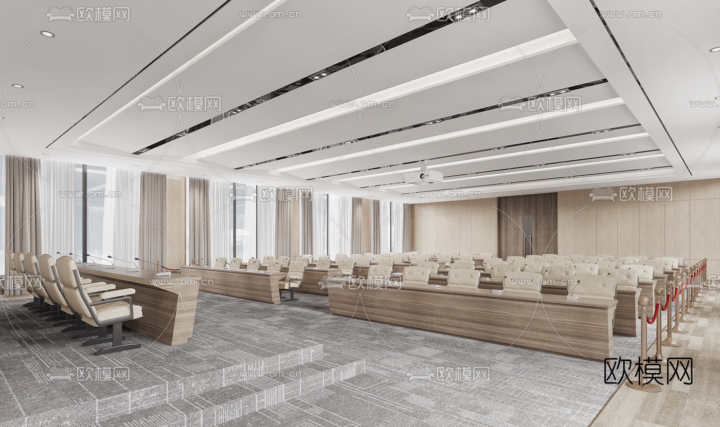 现代酒店报告厅会议室3d模型