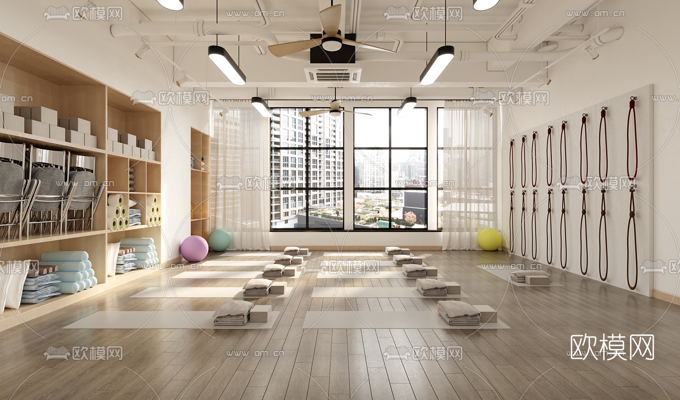 现代瑜伽健身房3d模型下载