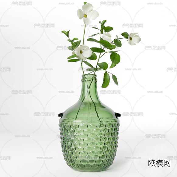 现代绿植花瓶花艺3d模型下载(渲染图4)
