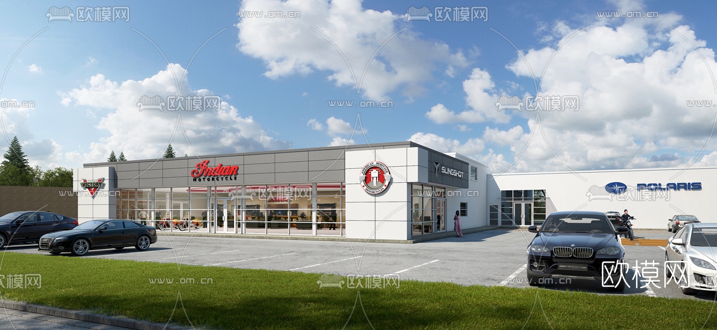 现代4S店su模型下载（渲染图1）