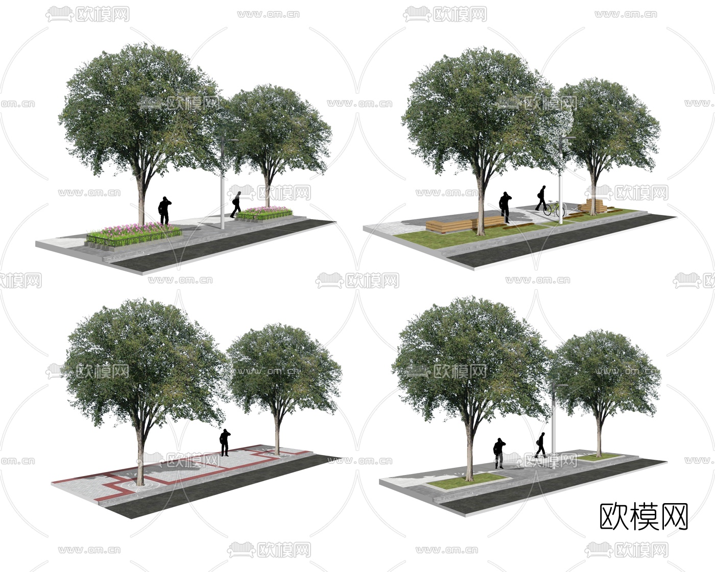 现代人行道花坛su模型下载（渲染图1）
