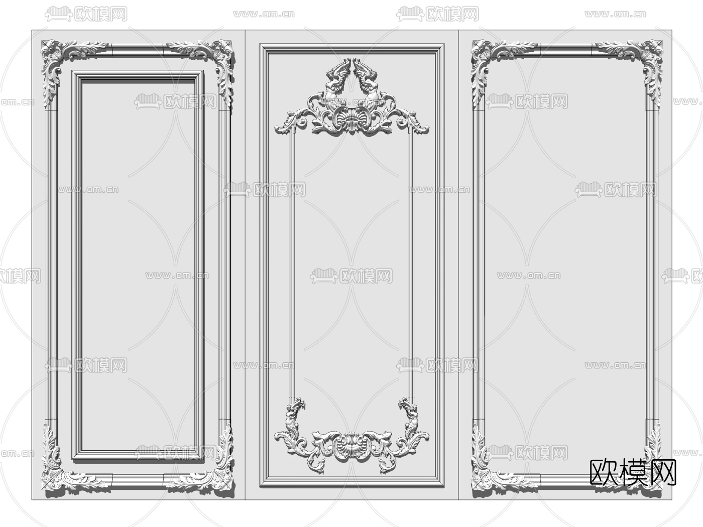 欧式雕花护墙板su模型下载