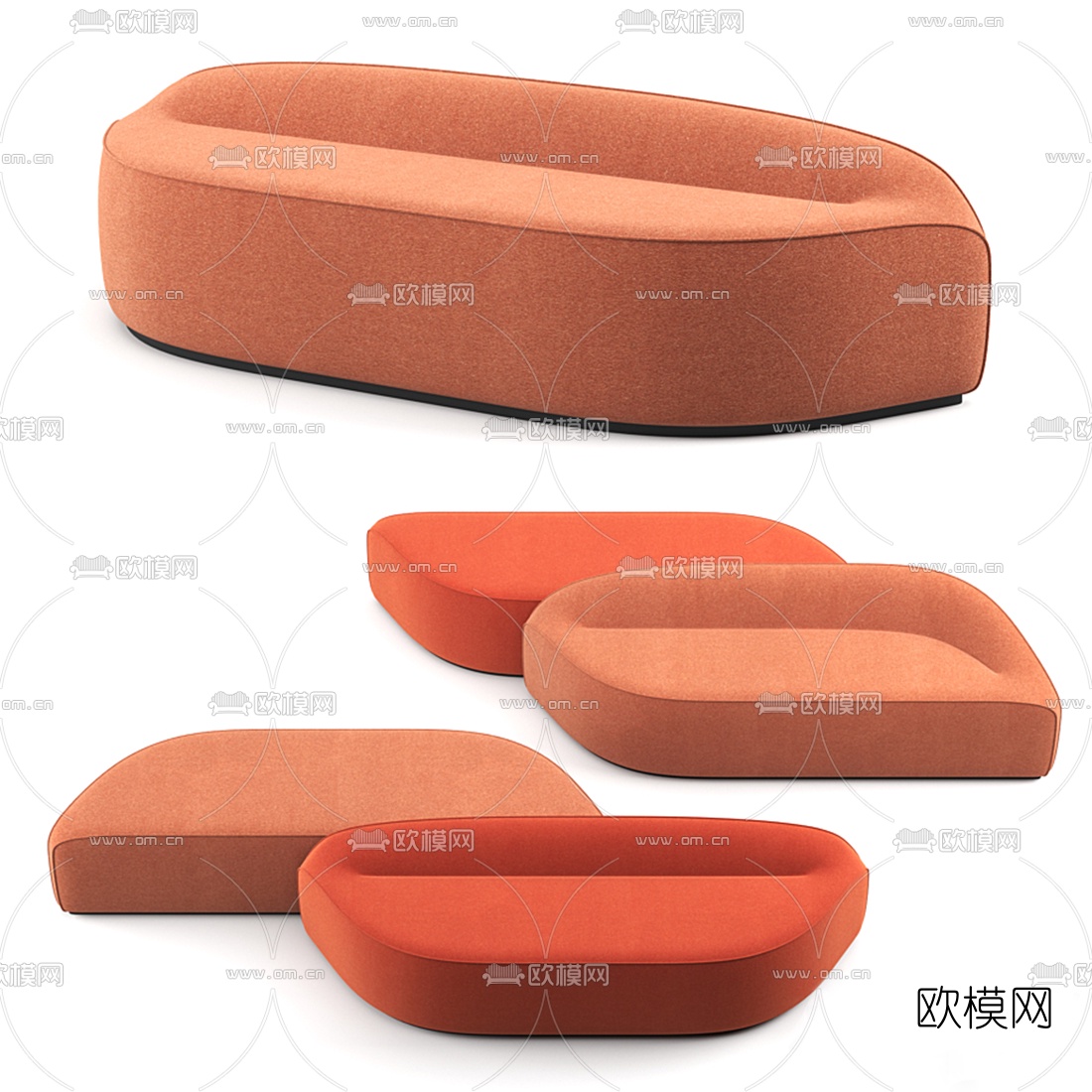 现代布艺沙发凳3d模型下载（渲染图2）