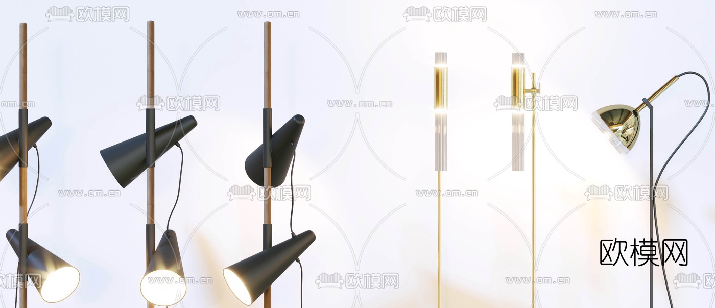 现代金属烤漆落地灯3d模型下载（渲染图6）