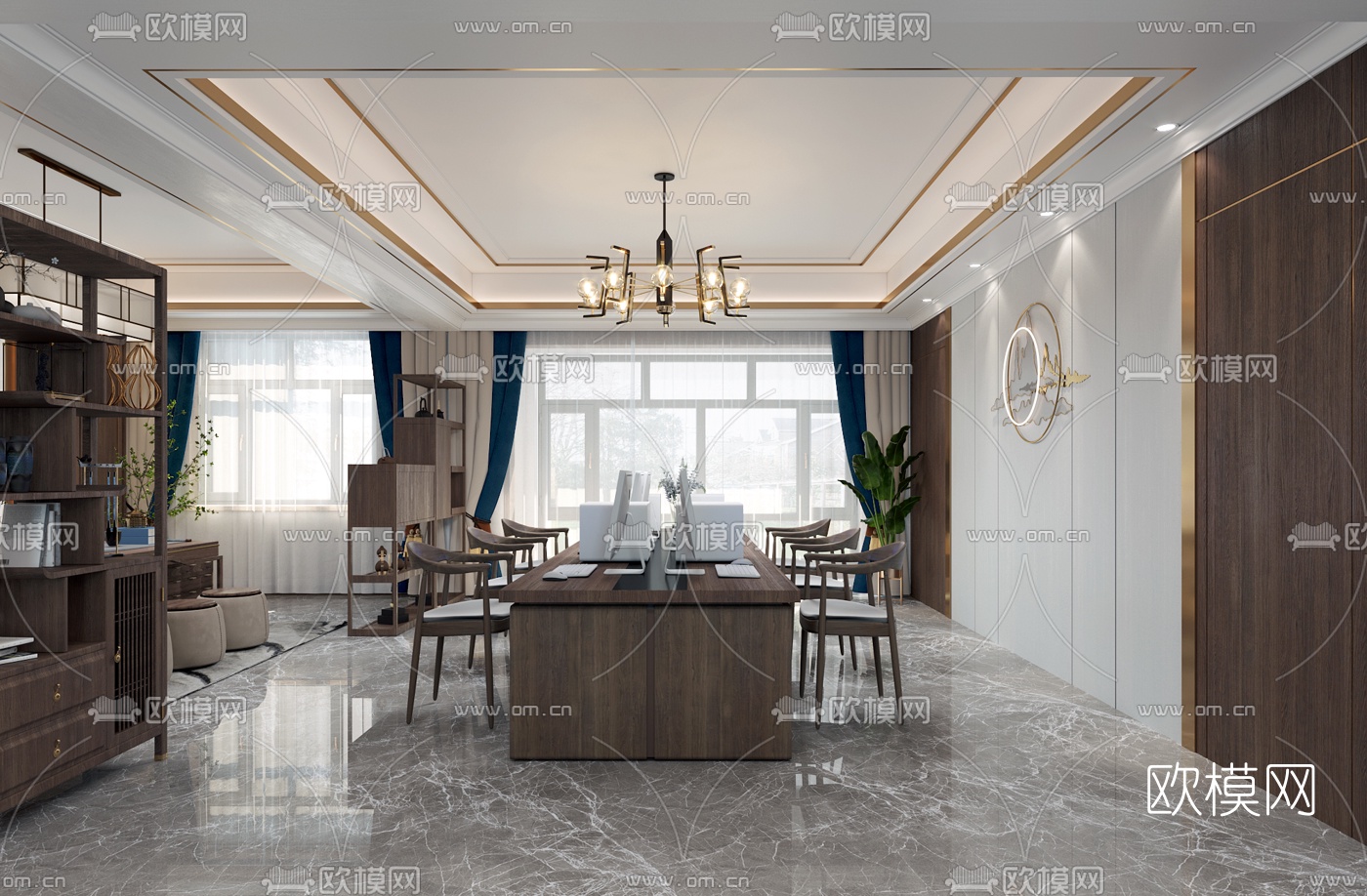 新中式轻奢餐厅茶室免费3d模型