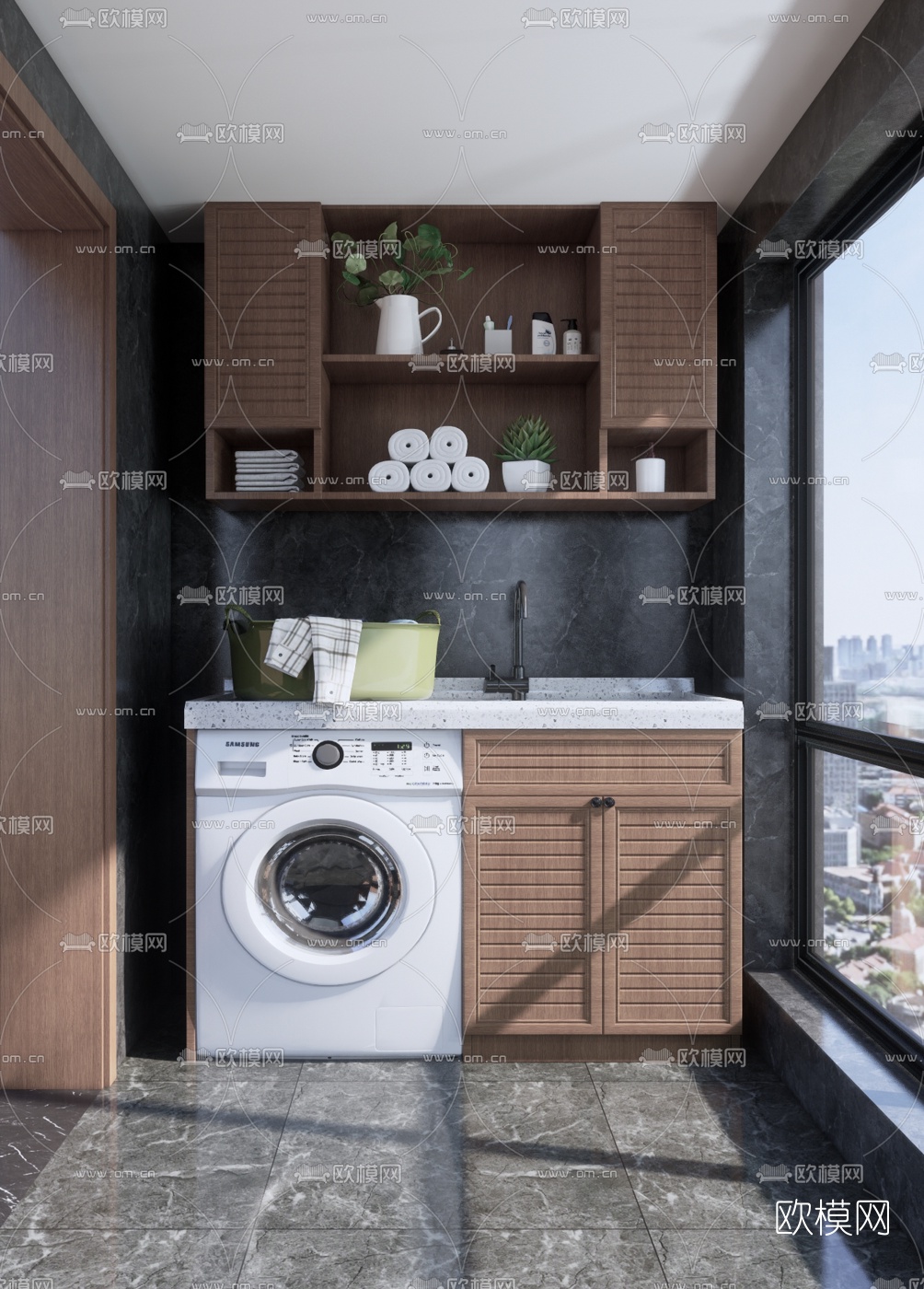 北欧阳台洗衣房su模型下载（渲染图1）