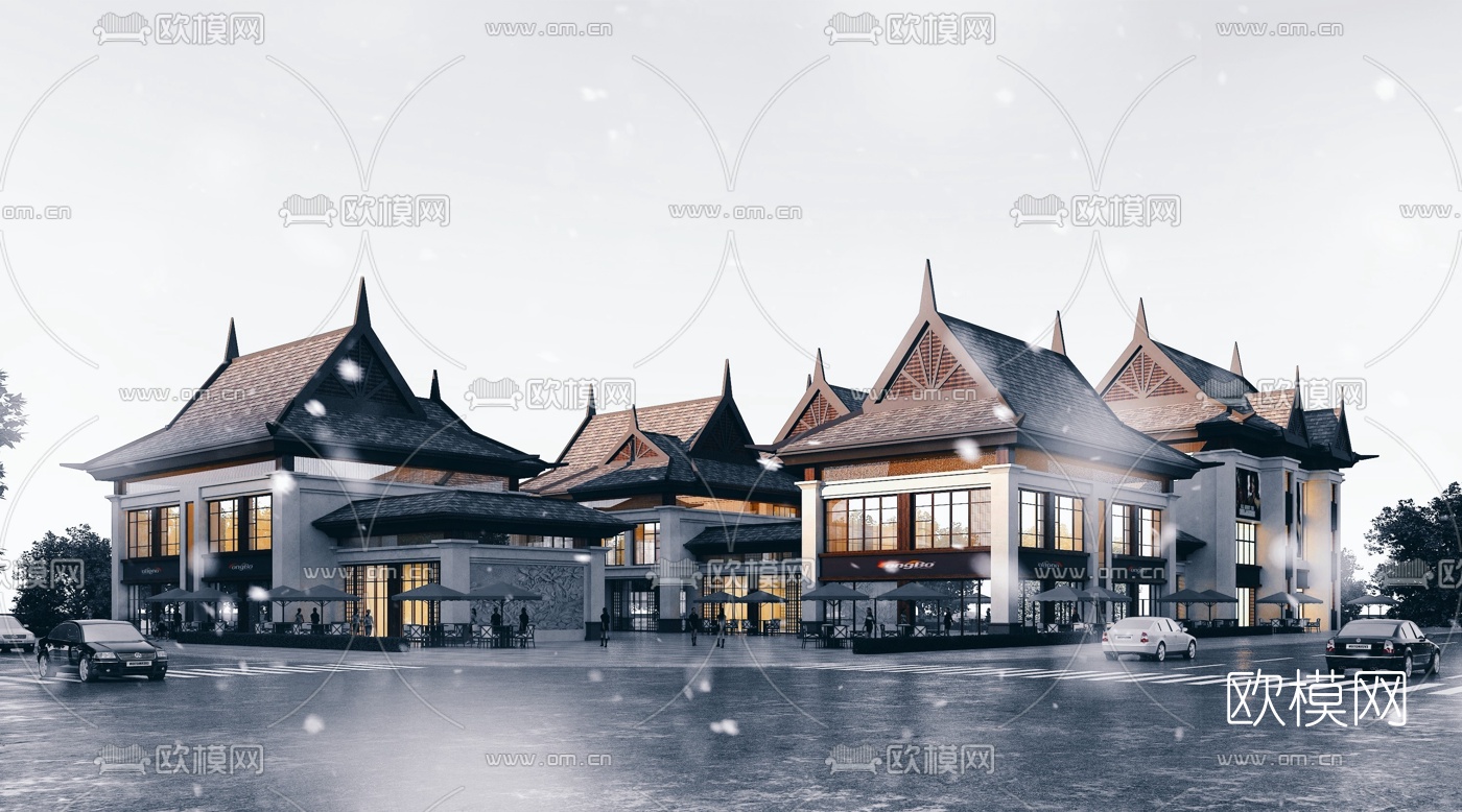 东南亚商业街3d模型下载