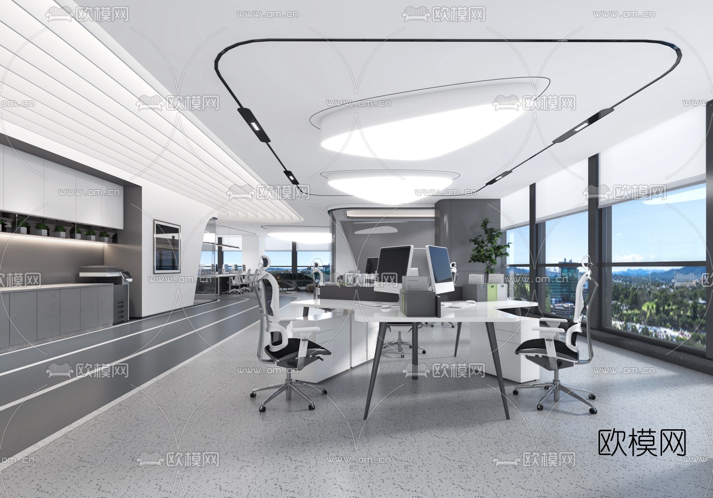 后现代简约办公室3d模型下载（渲染图5）