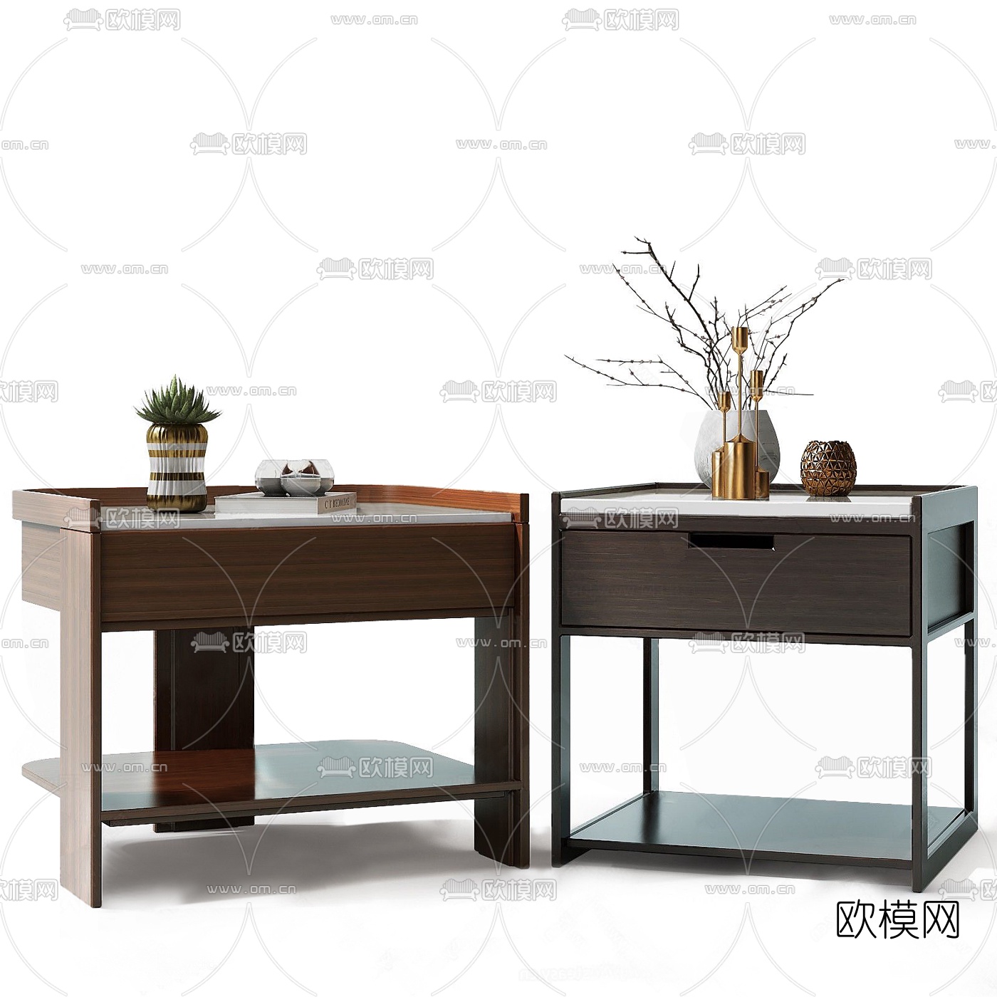 现代简易床头柜3d模型下载