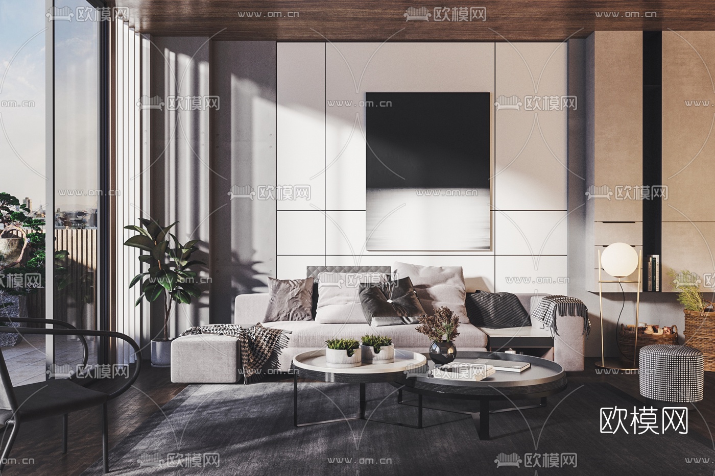 现代沙发茶几组合3d模型