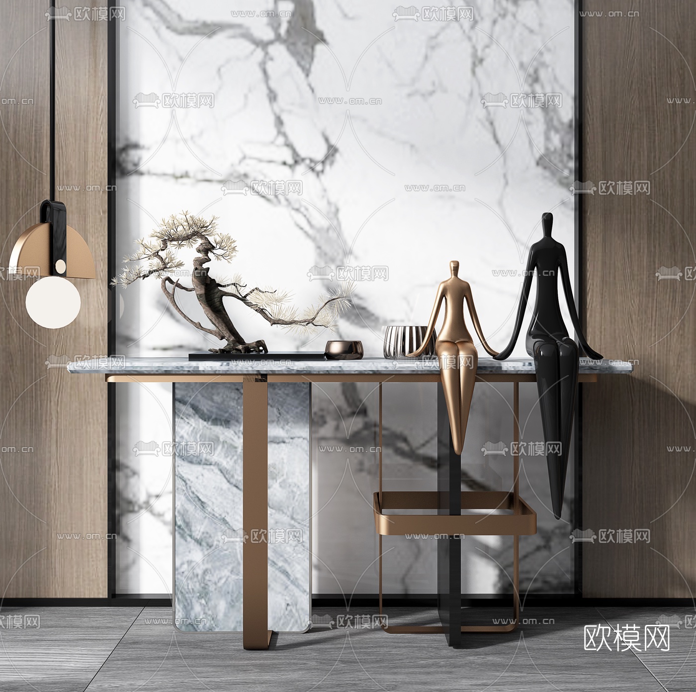 现代大理石端景台3d模型下载