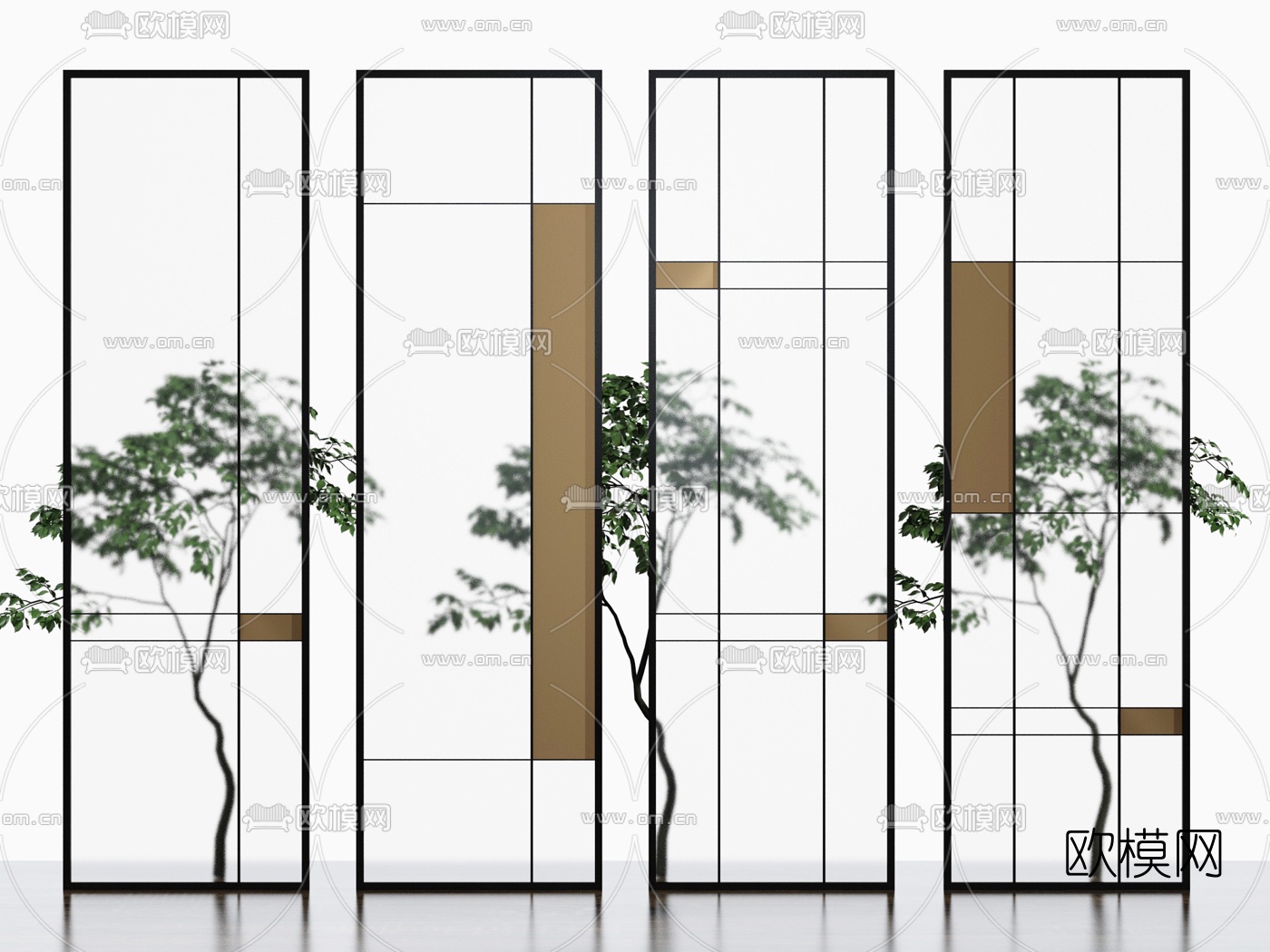 现代玻璃屏风3d模型下载