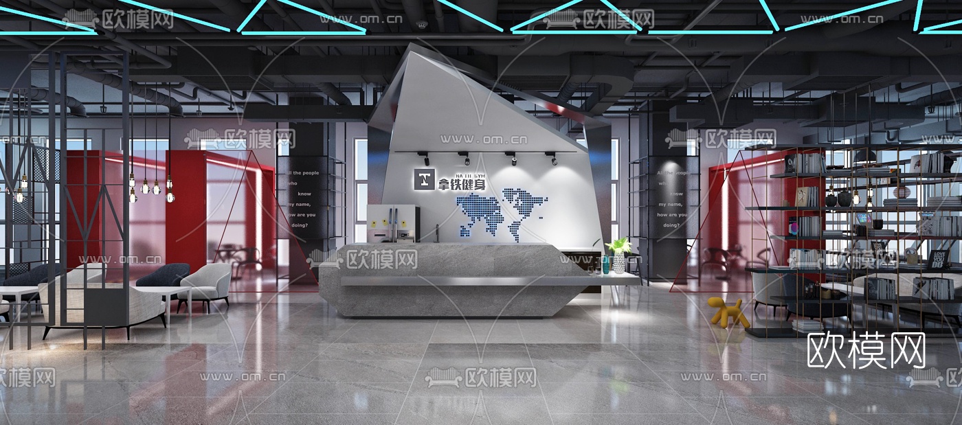 工业风健身房3d模型