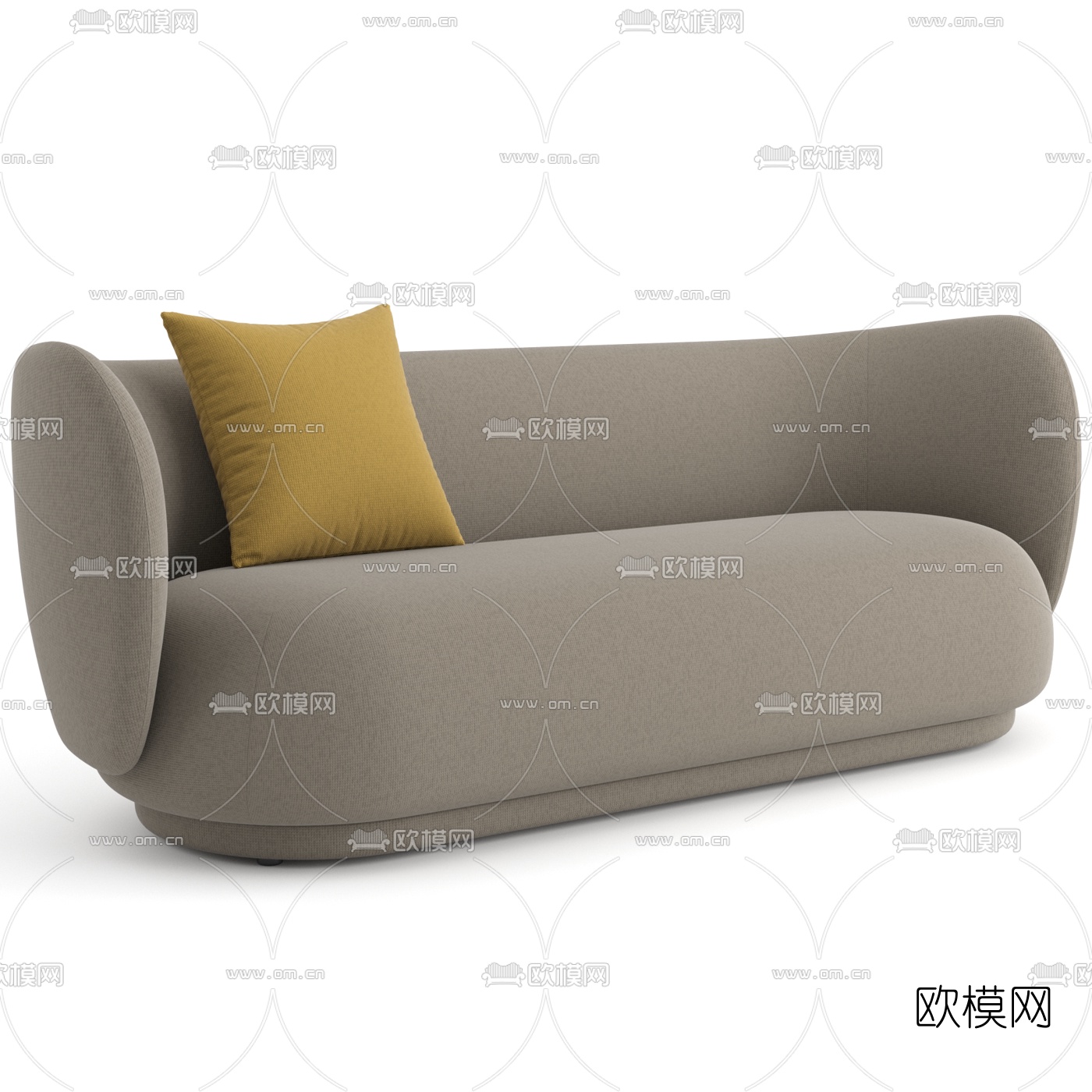 现代布艺弧形多人沙发3d模型