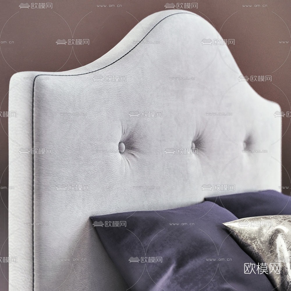 现代布艺单人床免费3d模型下载（渲染图4）