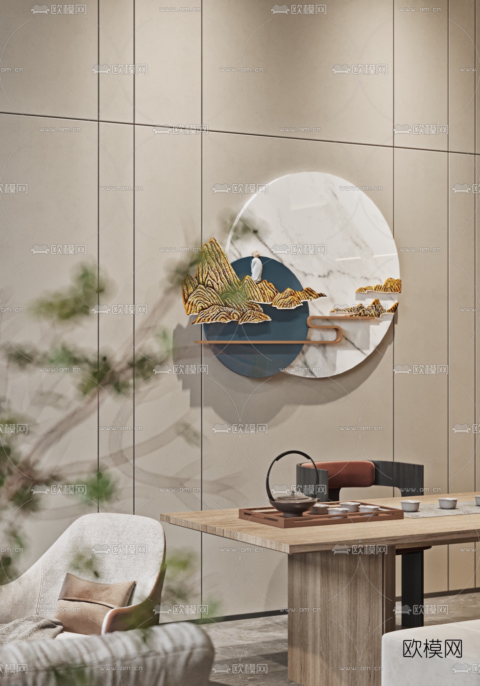 现代别墅客厅餐厅3d模型