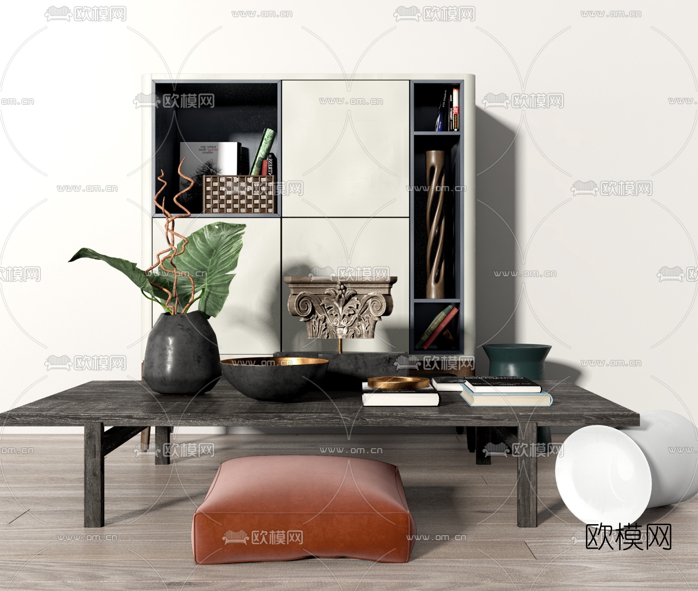 现代实木茶桌椅su模型下载