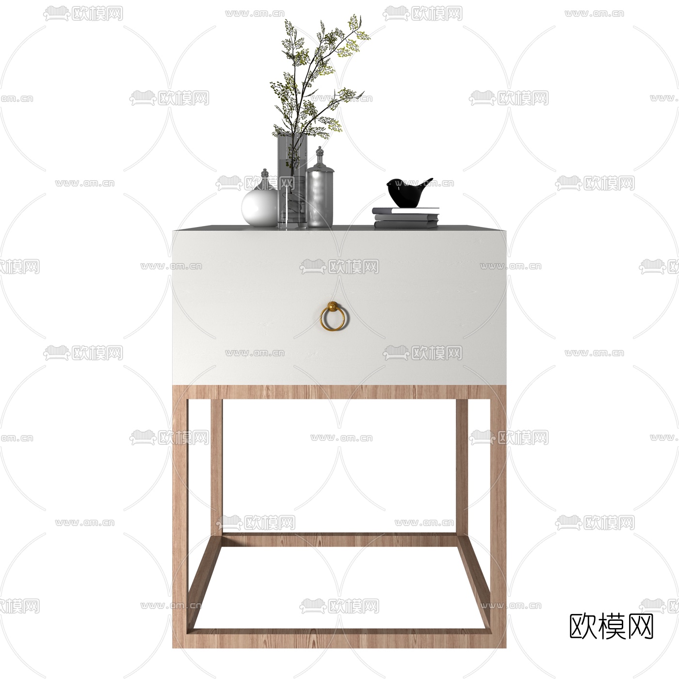 现代轻奢方形床头柜3d模型