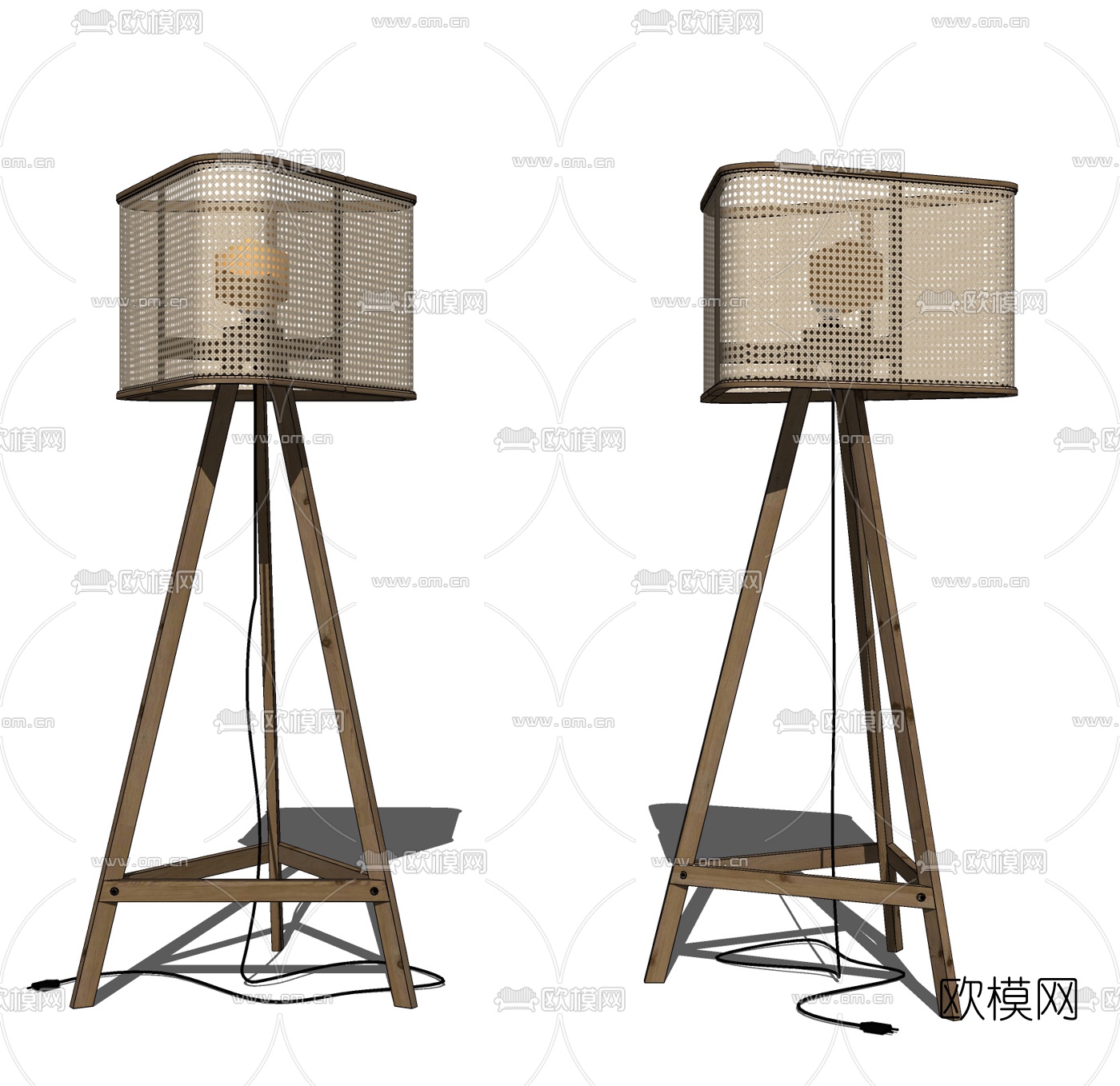 现代藤编落地灯su模型下载（渲染图2）