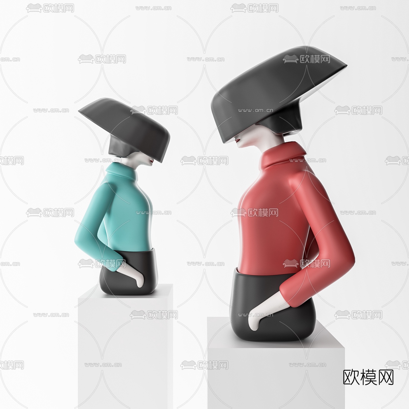 现代女性人物雕塑3d模型