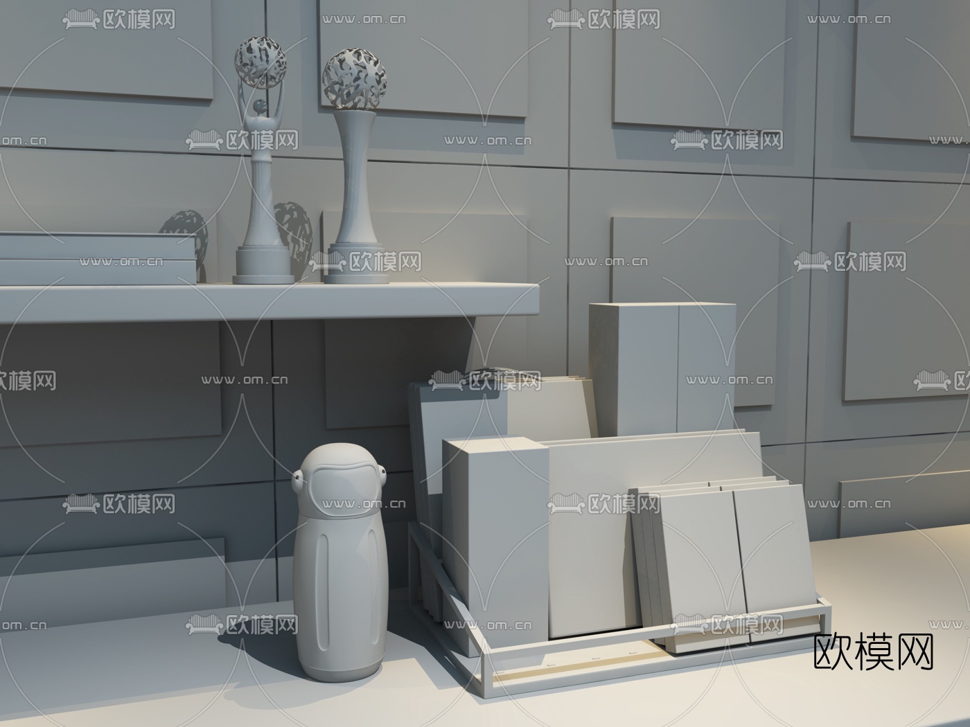 现代奖杯文件收纳架3d模型