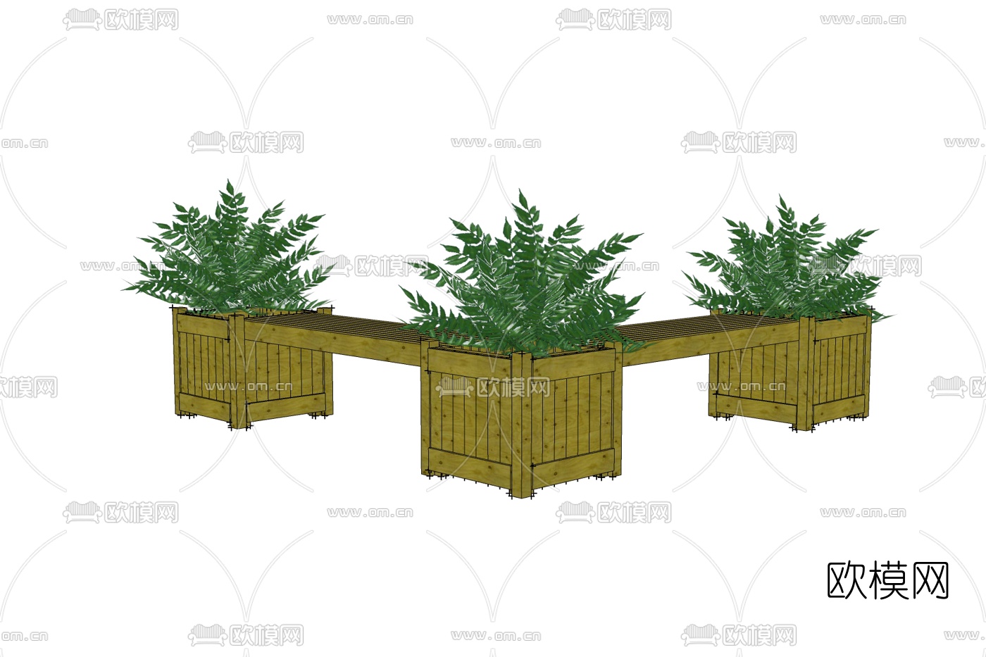 现代花坛座椅su模型下载