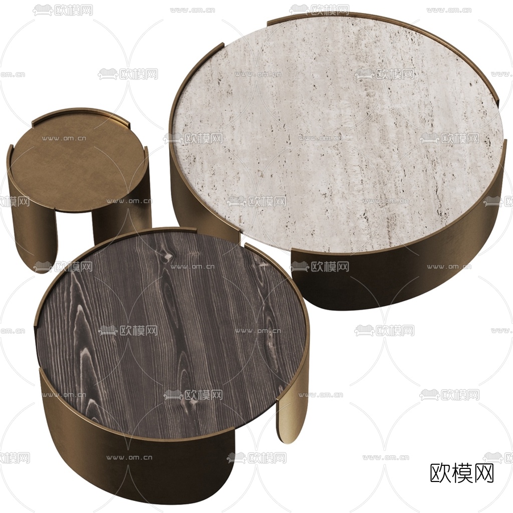 现代金属圆形茶几3d模型