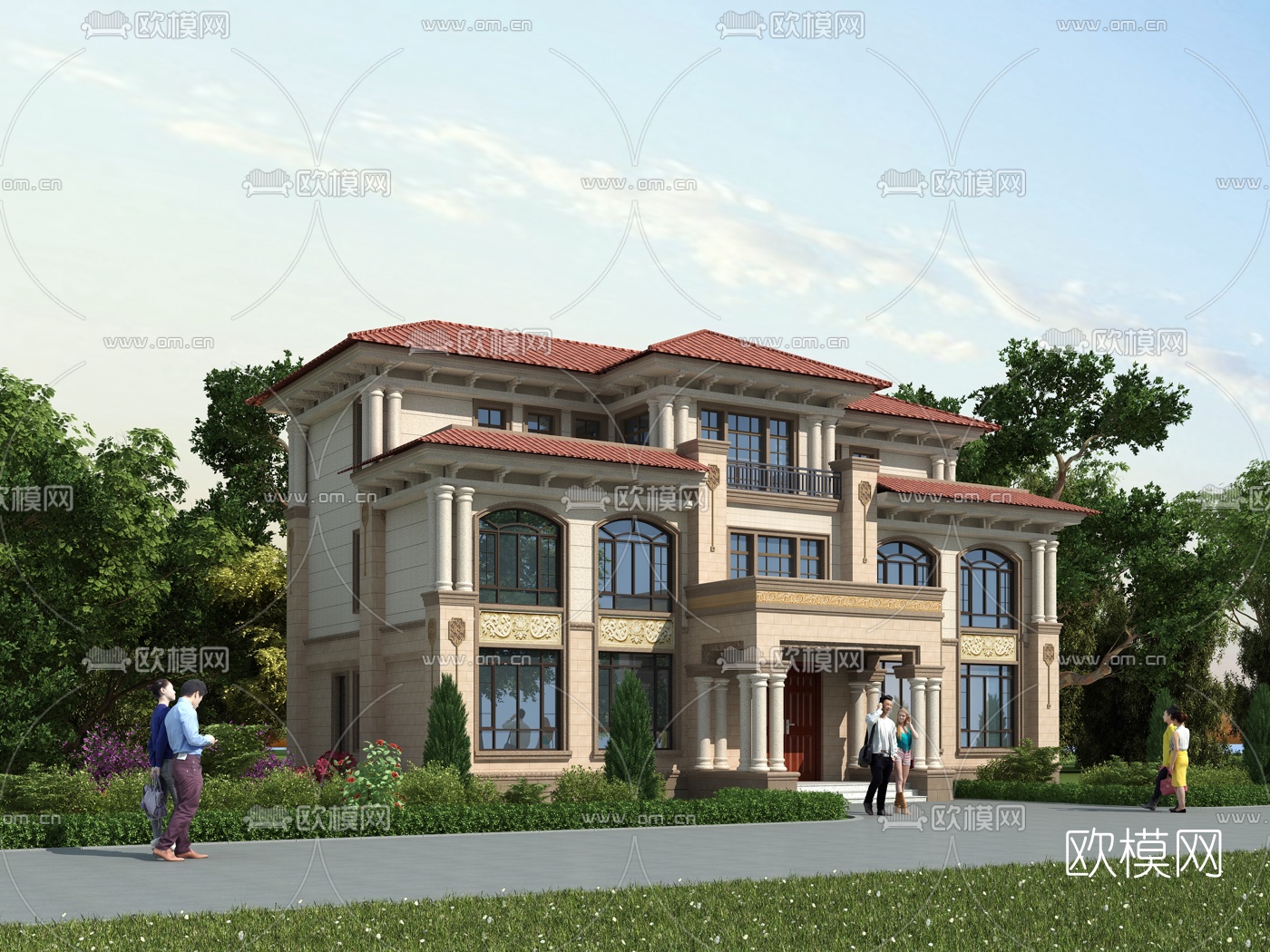 欧式独栋别墅外观3d模型下载