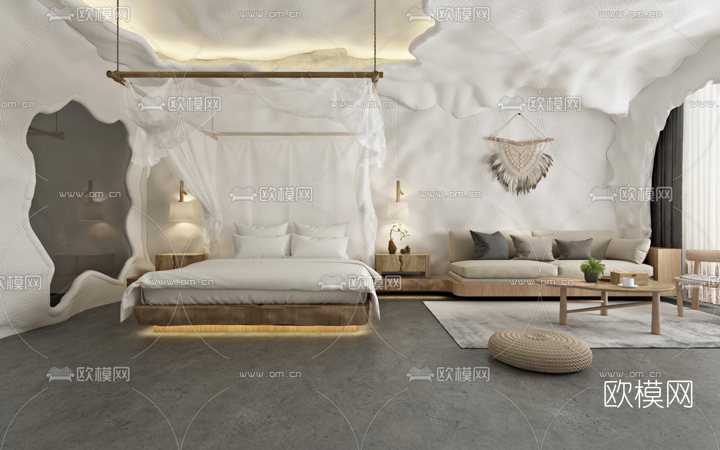 北欧洞穴民宿客房3d模型下载