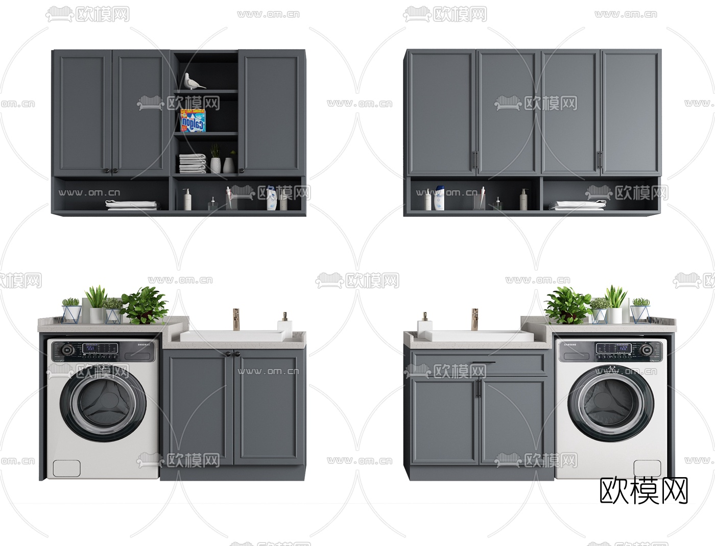 简美洗衣机柜浴室柜3d模型下载